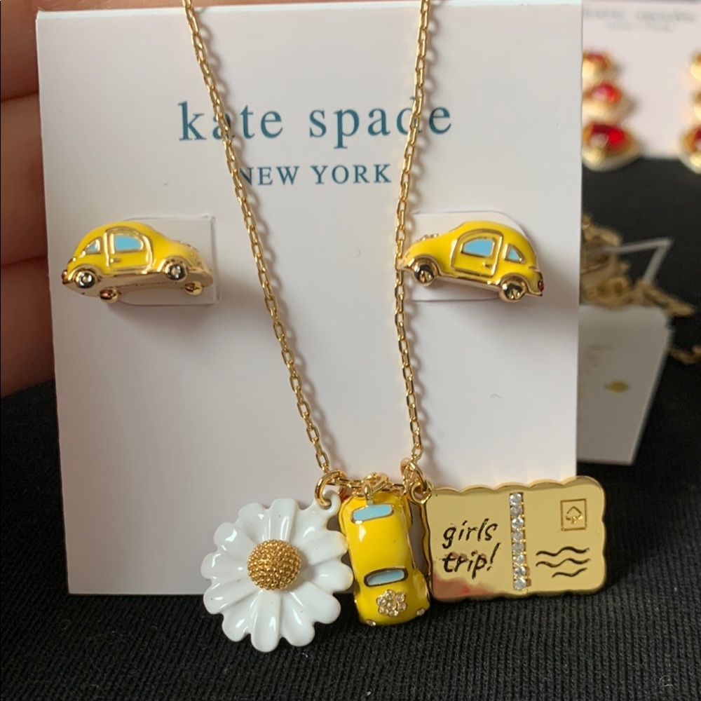 COPY - Kate Spade Yellow Car Necklace and Earrings Set